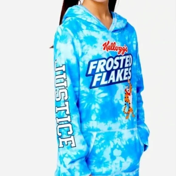 Justice Frosted Flakes, Tony the Tiger, Tie Dye Hoodie Size Medium