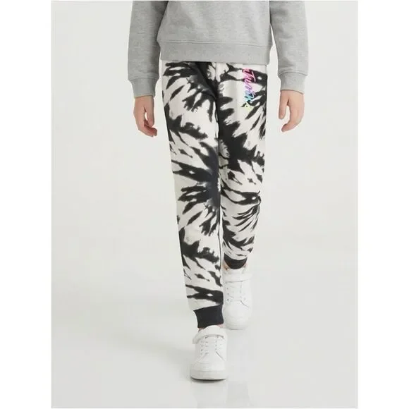 NWT Justice Girls Black White Tie Dye Joggers  - Size Small