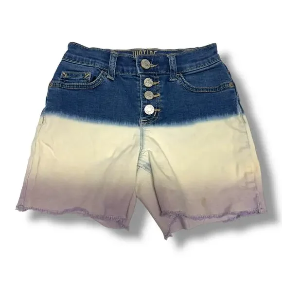 Justice‎ Girl's Size 10 Slim Dip Dyed Denim Shorts in Purple Blue Jean