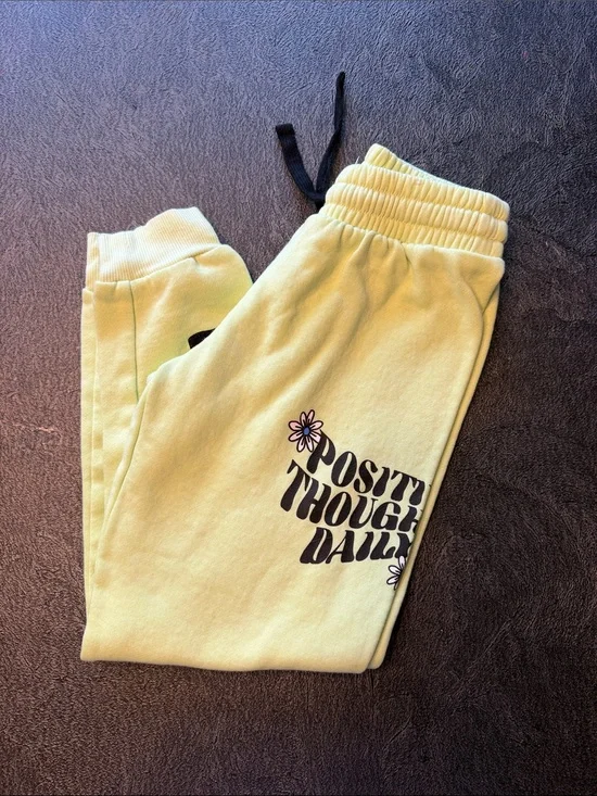 Justice Kids Lime Green 'Positive Thoughts Daily' Sweatpants size 7/8