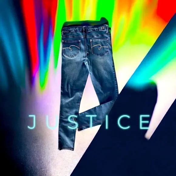 Justice l Girls Jeans l Super Skinny l Size 14 l Medium Distressed Denim l EUC