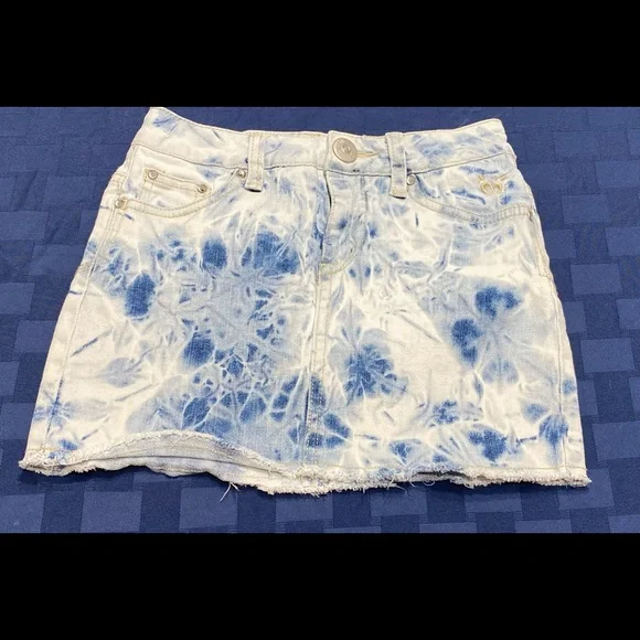 Justice‎ Girls Skort Size 8 Blue Acid Wash Denim Skirt Shorts Stretch