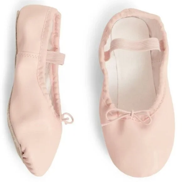 JUSTICE TODDLER GIRLS Pink Ballet Dance Shoes Leather Sole SIZE 12 NEW