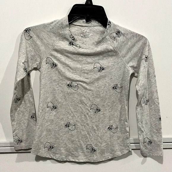 Justice Girls Long-Sleeved Tee with Playful Koala Print Size 8 Heather Gray
