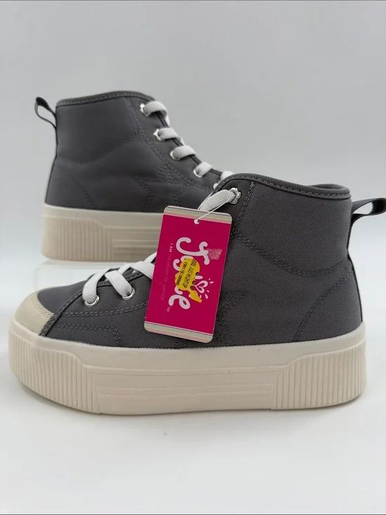 NWT Justice Girls Gray High Top Platform Sneakers Kids Size 1 Sneakers