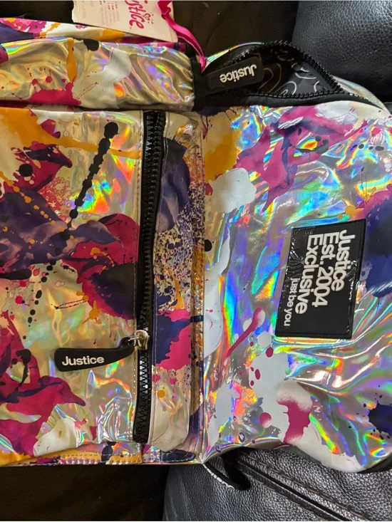 Justice Holographic Splash Print Backpack - Multicolor kids back