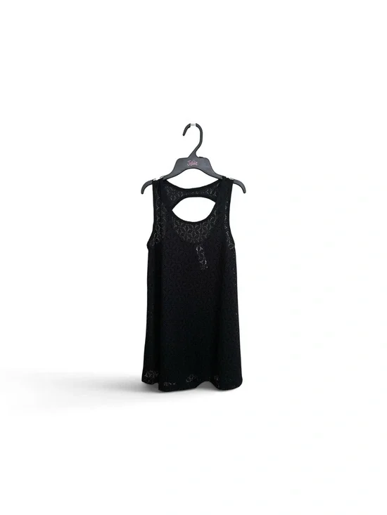 Black Lace Tank Top with Back Cutout -Girls