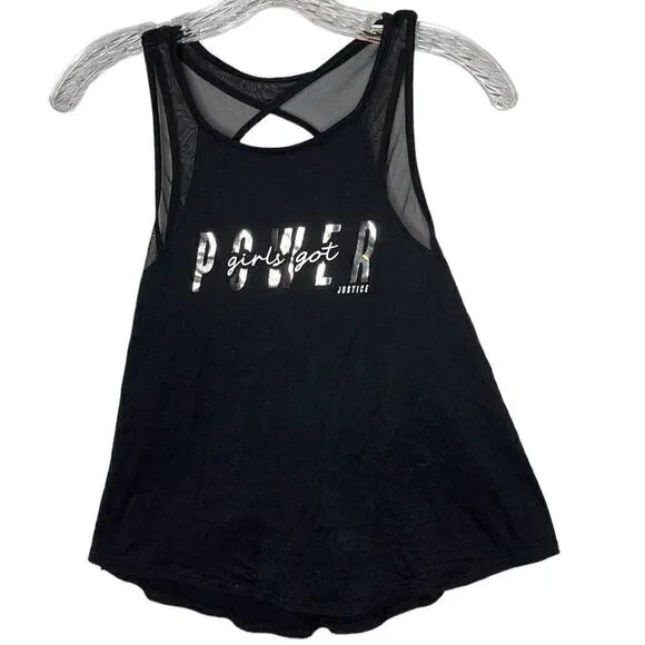 Justice Black Mesh Tank Top. Size 14/16.