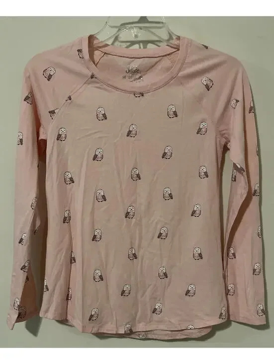 Justice Girls Size 14 Pink Long Sleeved Owl Shirt! A1035