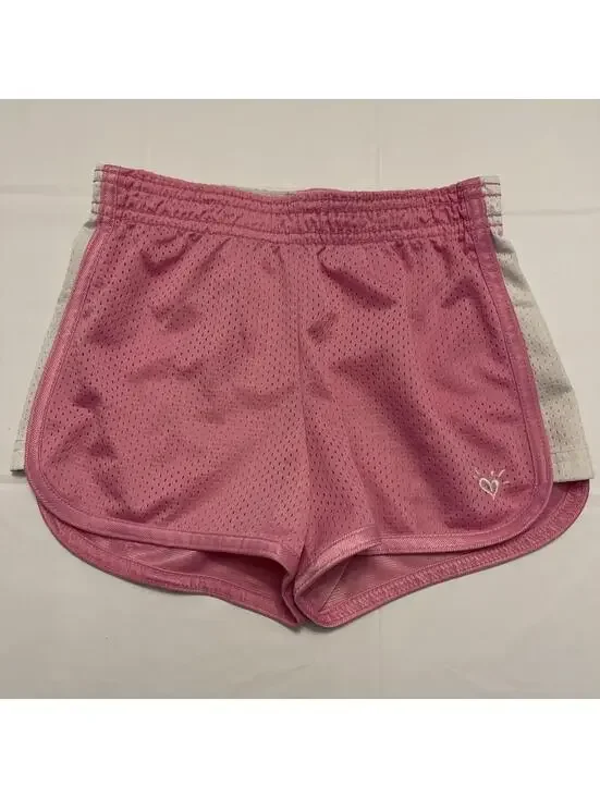 Justice Girls Size 8 Pink Polyester Athletic Pull-On Stretchy Mesh Shorts! A5382