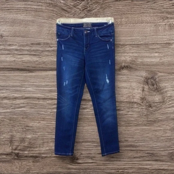 🎈3/$20!  Justice super skinny jeans. Girls Size 12. Blue stretch cotton