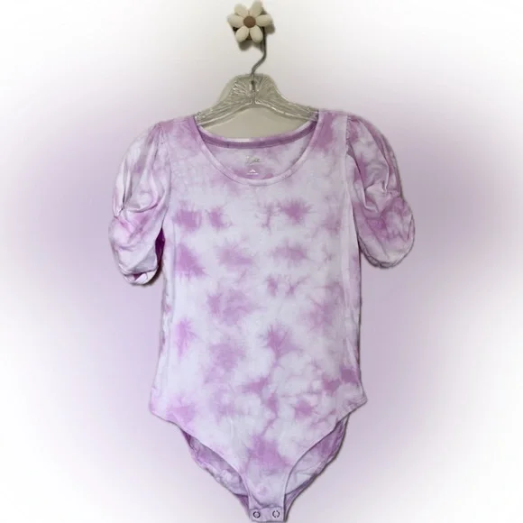 Justice Girls Bodysuit Purple and White Tie Dye Size L 12/14