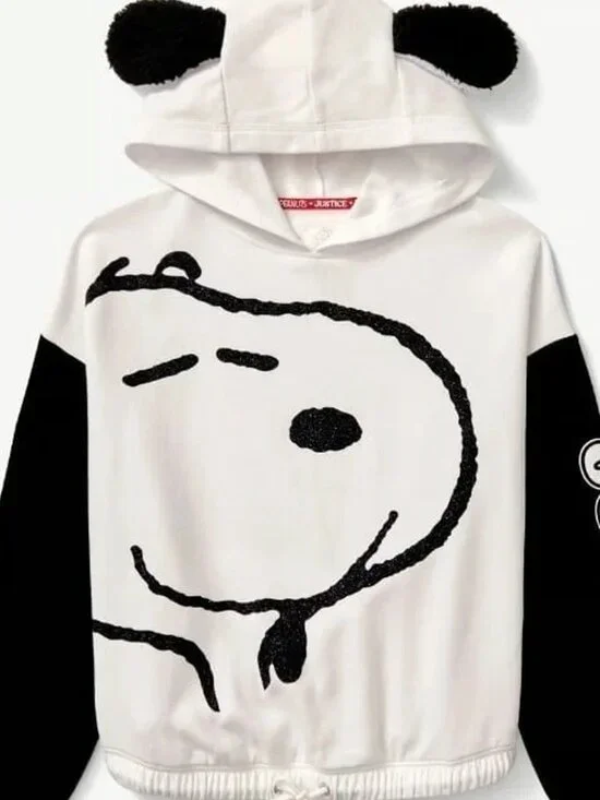 Justice girls hooded Snoopy cosplay sweater size S