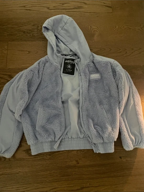 Justice Plush Hooded Zip Jacket in Light Lavender