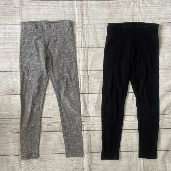 Justice youth girls 8 bundle of pull on leggings black & grey