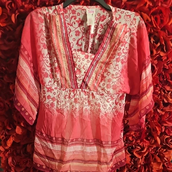 Justice Girls Pink Floral Tunic Top