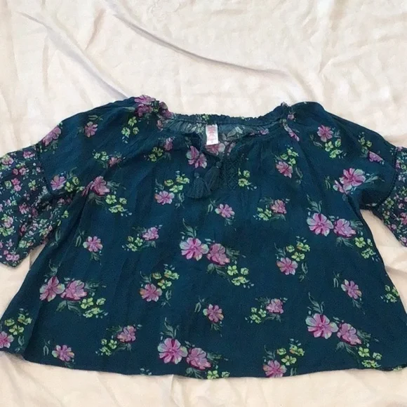 NWT Justice Floral Flare Sleeve Top Size XLARGE (16/18)