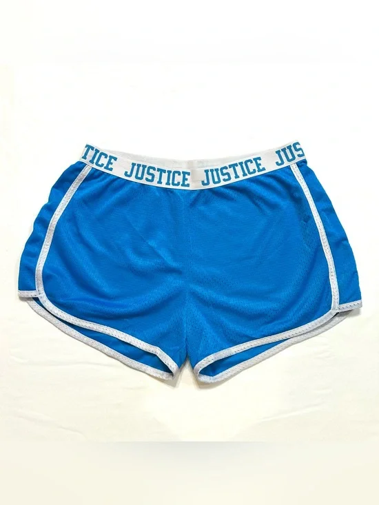 Justice Bright Blue Mesh Sports Shorts with White Trim
