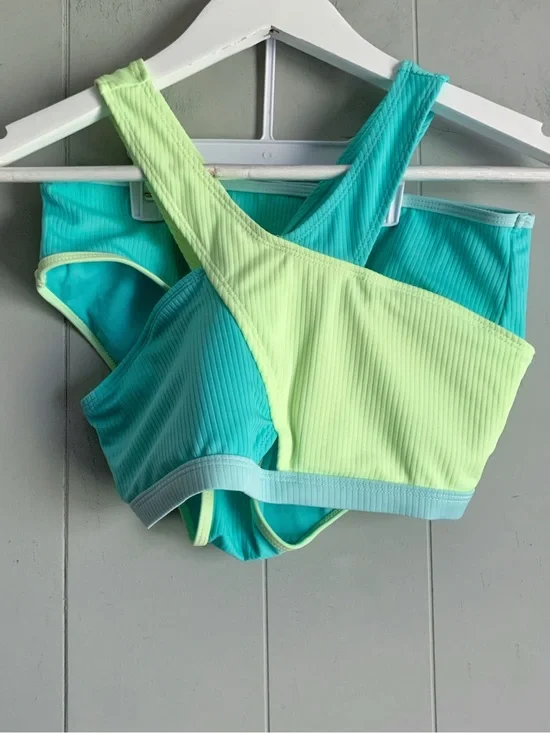 Justice Girls Contrast Cross Strap Two-Piece Swimsuit Bikini XL (16/18)