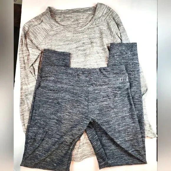 Justice 2 Piece  Set Grey Long Sleeve Top & Leggings .‎ C1. Girls Size 12