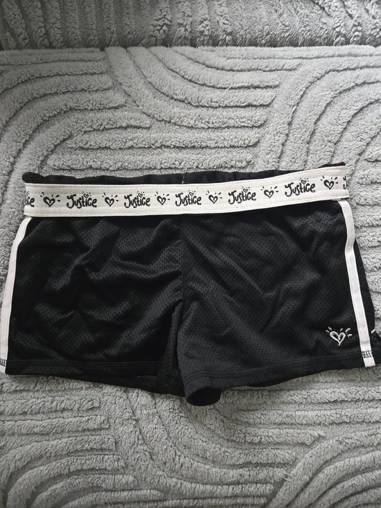 4 For $24 Justice GirlBlack Athletic Shorts with Fold Down Logo Band Size 8