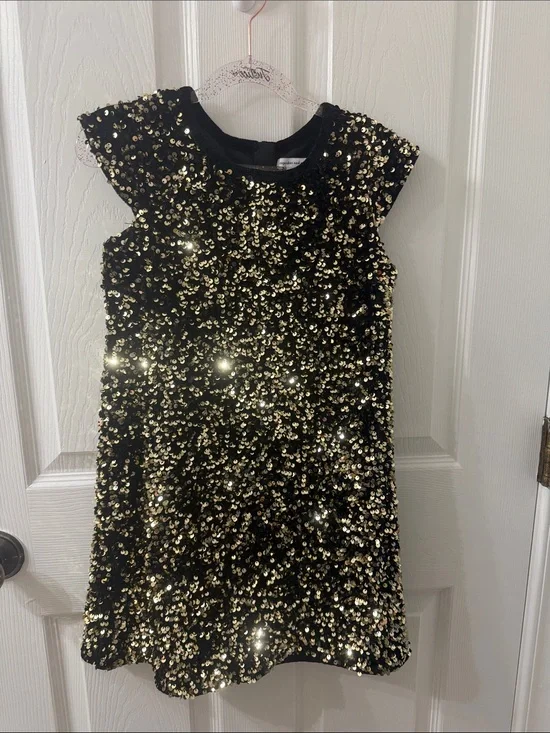 Justice Black and Gold Sequin Party Dress