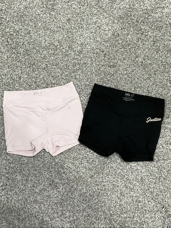Justice Girls' Bike Shorts Set - Black & Light Pink