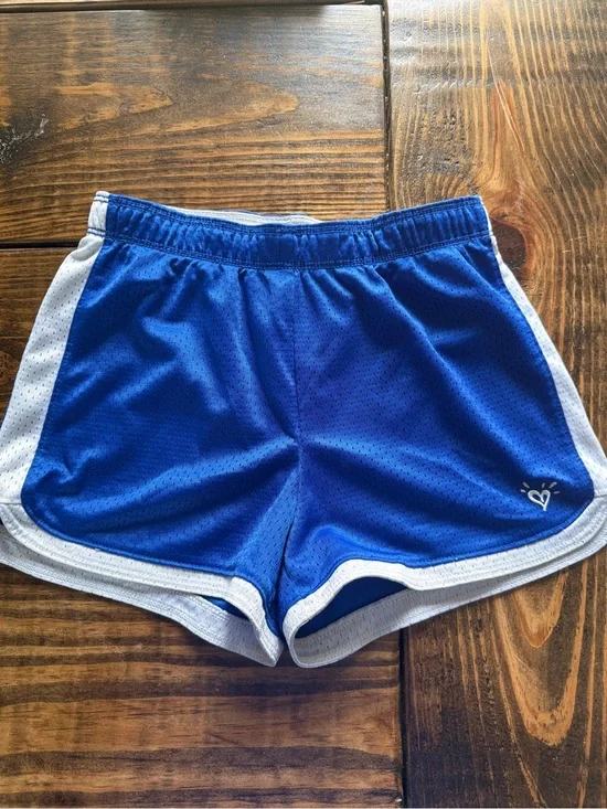 Justice Royal Blue and White Athletic Mesh Shorts