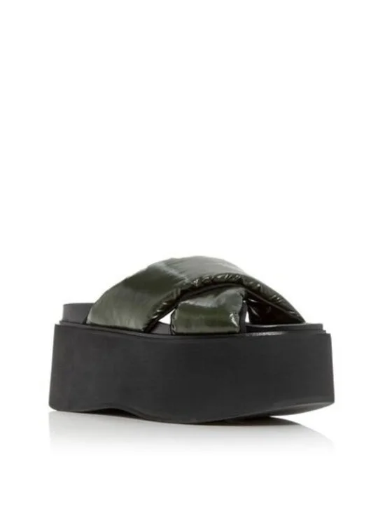 Marni Olive Green Padded Cross-Band Platform Slide NIB