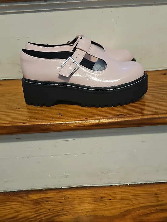 Wild Pair Platform Mary Jane Loafers in Light Pink