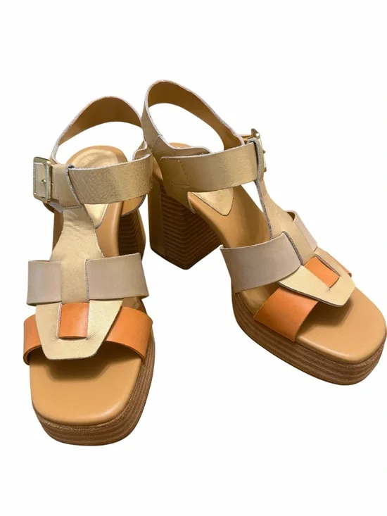 Kork-Ease Women's Multitone Platform Sandals — Beige & Orange