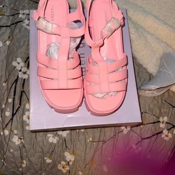 Madden Kids Pink Strappy Platform Sandals