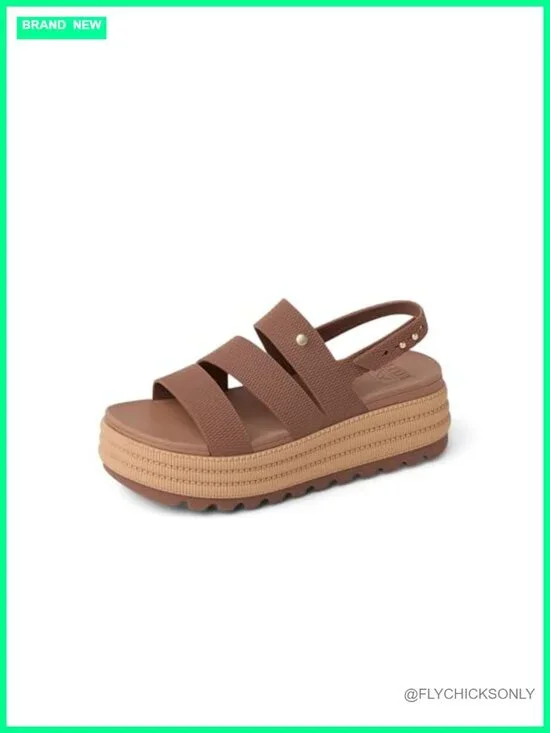 Strappy Platform Sandals, Water-Friendly Vegan EVA, Adjustable Closure