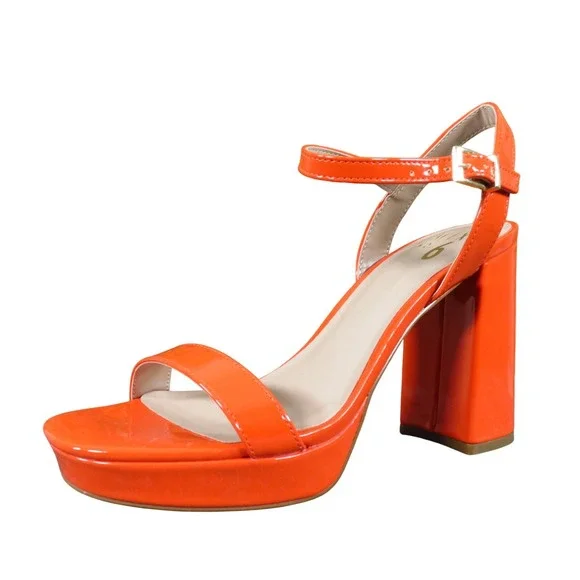 Mix‎ No. 6 Sundra Women Platform Sandals Sz 7 Party Event Orange Synthetic Block