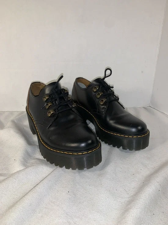 Dr. Martens Women’s ‘Leona Lo’ Black Platform Heeled Oxford Shoes