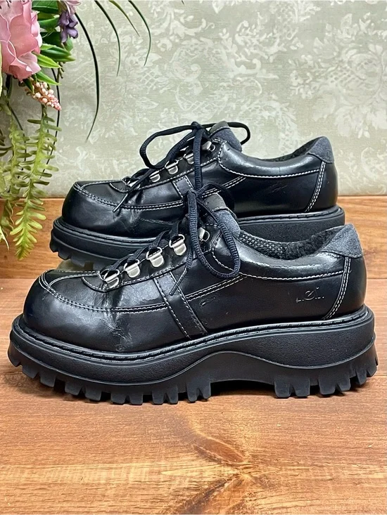 Vintage Y2K LEI Chunky Platform Oxford Lug Sole Grunge Goth Bratz Shoes 6.5-7
