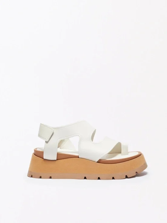 3.1 Phillip Lim White Leather Platform Sandal with Tan Sole