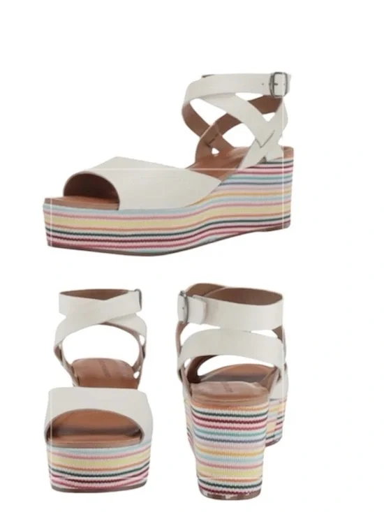 Lucky Brand Ginny Milk Rivington Espadrille Wedge Sandal with Stripes
