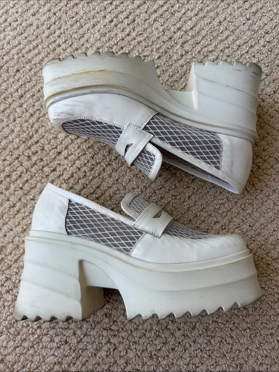 White Platform Mesh Loafers - Women size 8/38
