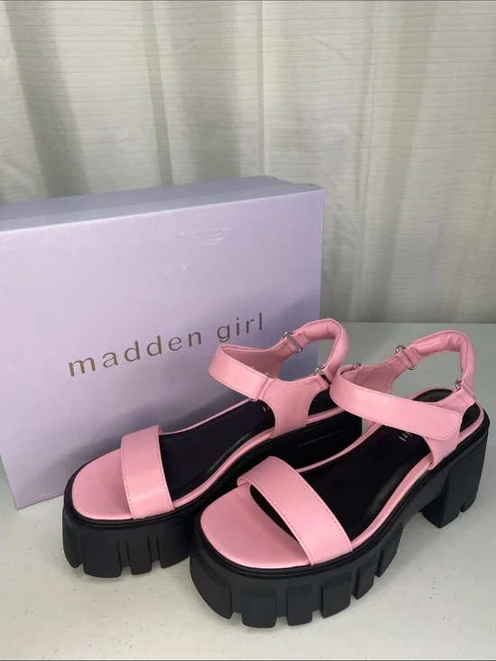 Madden Girl Pink Platform Lug Sandals