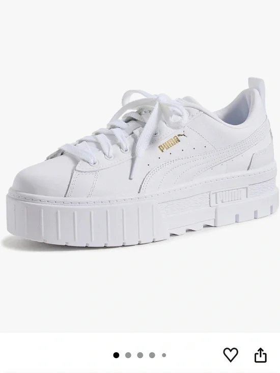 PUMA White Women's Platform Sneakers with Gold Logo