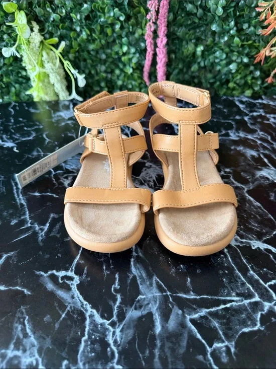 Cat & Jack Tan Strappy T-Bar Kids Sandals