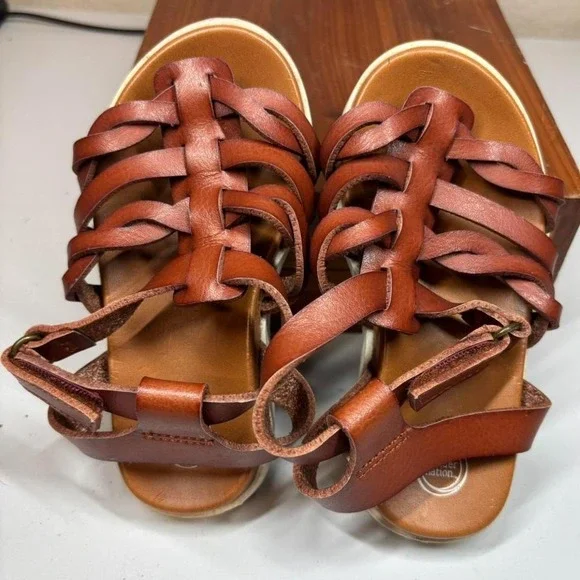 Wonder Nation Kids Girls Brown Woven Gladiator Sandal Sz 6 Casual Summer Strappy