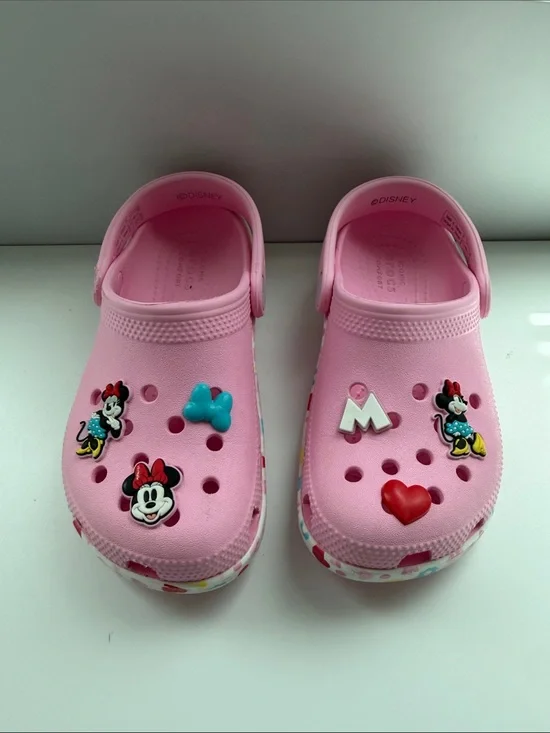 CROCS Kids Pink Minnie Mouse Charm Clogs