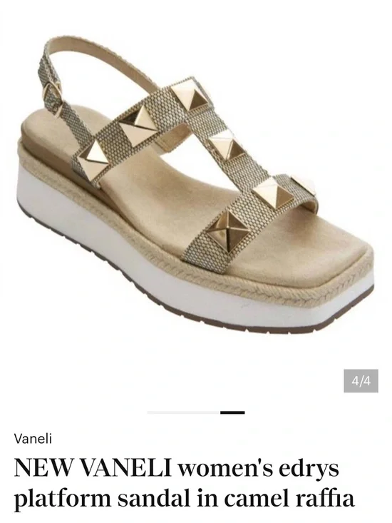 VANELI Gold Studded EDRYS Raffia Platform Sandal NWT SIZE 7.5 medium $115