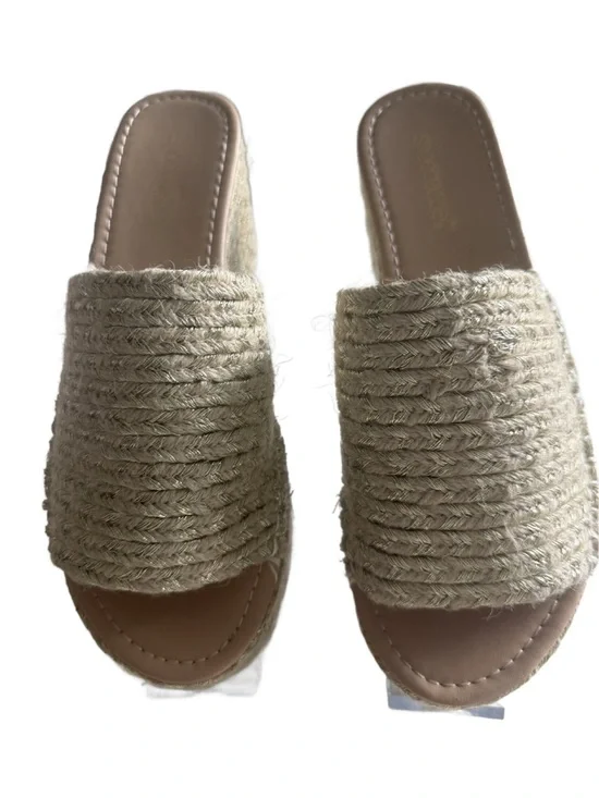Shoe Dazzle Natural Braided Rope Slide Sandals NWOT- Beige. 8.5