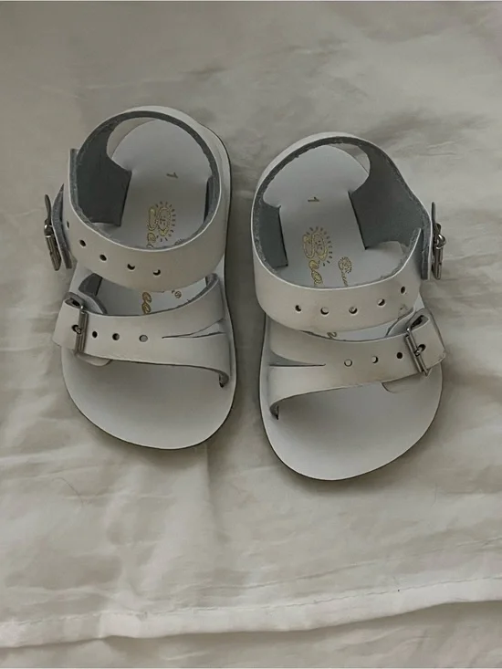 Classic White Double-Buckle Kids Sandals