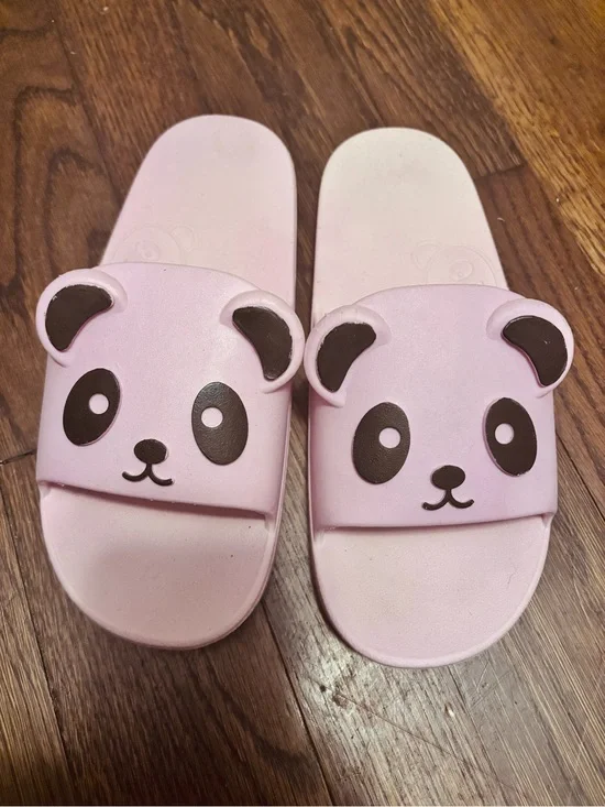 Kids Pink Panda Slide Sandals