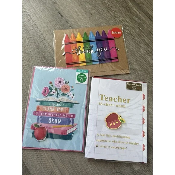 Set of 3 New Teacher Appreciation Cards Nice Quality Gift For Teachers