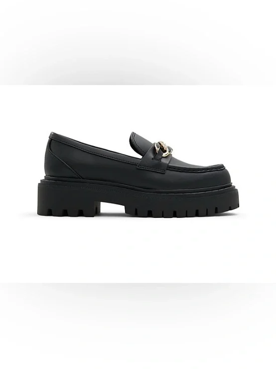 ALDO Women's Brixtonn Loafer Black Moto Lug Sole 8.5